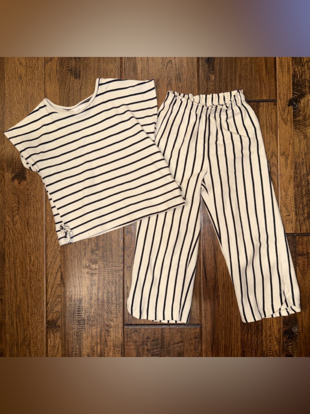 Zara GIRLS Navy+Ivory Striped Two-Piece Set. Size 6. EUC.